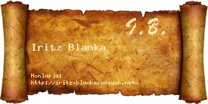 Iritz Blanka névjegykártya